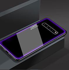 Silikon Schutzhülle Rahmen Tasche Hülle Spiegel für Samsung Galaxy S10 5G SM-G977B Violett