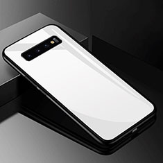 Silikon Schutzhülle Rahmen Tasche Hülle Spiegel für Samsung Galaxy S10 5G Weiß