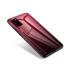 Silikon Schutzhülle Rahmen Tasche Hülle Spiegel für Samsung Galaxy S20 Lite 5G Rot und Schwarz