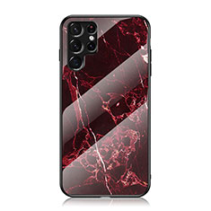 Silikon Schutzhülle Rahmen Tasche Hülle Spiegel für Samsung Galaxy S22 Ultra 5G Rot