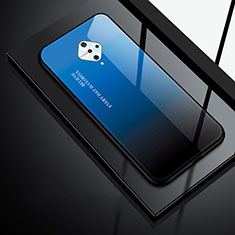 Silikon Schutzhülle Rahmen Tasche Hülle Spiegel für Vivo X50 Lite Blau und Schwarz