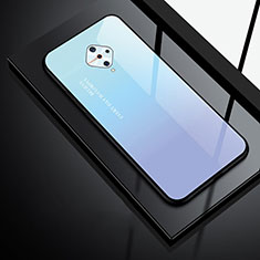 Silikon Schutzhülle Rahmen Tasche Hülle Spiegel für Vivo X50 Lite Hellblau