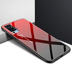 Silikon Schutzhülle Rahmen Tasche Hülle Spiegel für Vivo X50 Pro 5G Rot