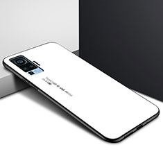 Silikon Schutzhülle Rahmen Tasche Hülle Spiegel für Vivo X51 5G Weiß