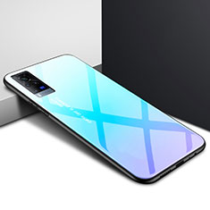Silikon Schutzhülle Rahmen Tasche Hülle Spiegel für Vivo X60 Pro 5G Hellblau