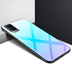 Silikon Schutzhülle Rahmen Tasche Hülle Spiegel für Vivo X60T 5G Hellblau