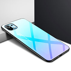 Silikon Schutzhülle Rahmen Tasche Hülle Spiegel für Xiaomi Mi 11 5G Hellblau
