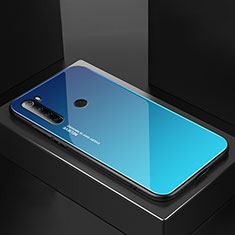Silikon Schutzhülle Rahmen Tasche Hülle Spiegel für Xiaomi Redmi Note 8 (2021) Hellblau