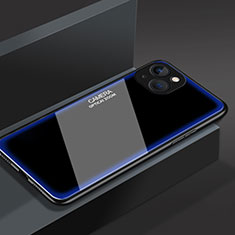 Silikon Schutzhülle Rahmen Tasche Hülle Spiegel M01 für Apple iPhone 14 Plus Blau