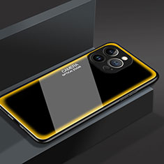 Silikon Schutzhülle Rahmen Tasche Hülle Spiegel M01 für Apple iPhone 14 Pro Gelb