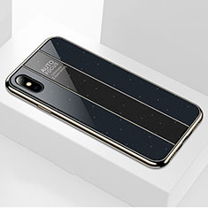 Silikon Schutzhülle Rahmen Tasche Hülle Spiegel M01 für Apple iPhone X Schwarz