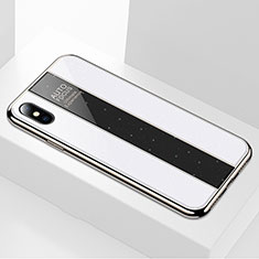 Silikon Schutzhülle Rahmen Tasche Hülle Spiegel M01 für Apple iPhone X Weiß