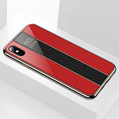 Silikon Schutzhülle Rahmen Tasche Hülle Spiegel M01 für Apple iPhone Xs Max Rot