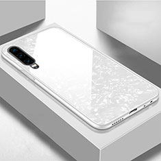Silikon Schutzhülle Rahmen Tasche Hülle Spiegel M01 für Huawei P30 Weiß
