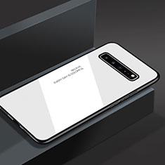 Silikon Schutzhülle Rahmen Tasche Hülle Spiegel M01 für Samsung Galaxy S10 5G SM-G977B Weiß