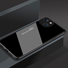 Silikon Schutzhülle Rahmen Tasche Hülle Spiegel M02 für Apple iPhone 14 Plus Schwarz