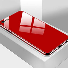 Silikon Schutzhülle Rahmen Tasche Hülle Spiegel M02 für Apple iPhone 6S Plus Rot