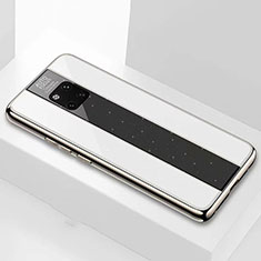 Silikon Schutzhülle Rahmen Tasche Hülle Spiegel M02 für Huawei Mate 20 Pro Weiß