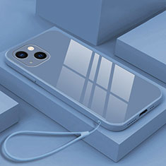Silikon Schutzhülle Rahmen Tasche Hülle Spiegel M03 für Apple iPhone 13 Mini Lavendel Grau