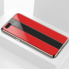 Silikon Schutzhülle Rahmen Tasche Hülle Spiegel M03 für Oppo A12e Rot