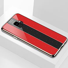 Silikon Schutzhülle Rahmen Tasche Hülle Spiegel M03 für Samsung Galaxy S9 Rot