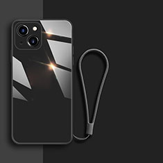 Silikon Schutzhülle Rahmen Tasche Hülle Spiegel M08 für Apple iPhone 14 Plus Schwarz