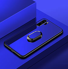 Silikon Schutzhülle Rahmen Tasche Hülle Spiegel mit Fingerring Ständer für Huawei P30 Pro Blau