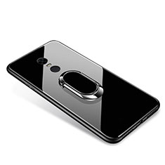Silikon Schutzhülle Rahmen Tasche Hülle Spiegel mit Fingerring Ständer für Xiaomi Redmi Note 5 Indian Version Schwarz