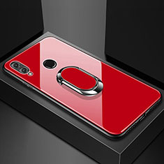 Silikon Schutzhülle Rahmen Tasche Hülle Spiegel mit Magnetisch Fingerring Ständer für Huawei Honor 8X Rot