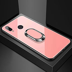 Silikon Schutzhülle Rahmen Tasche Hülle Spiegel mit Magnetisch Fingerring Ständer für Huawei P20 Lite Rosegold