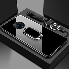 Silikon Schutzhülle Rahmen Tasche Hülle Spiegel mit Magnetisch Fingerring Ständer für Vivo Nex 3 5G Schwarz