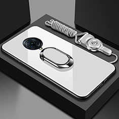 Silikon Schutzhülle Rahmen Tasche Hülle Spiegel mit Magnetisch Fingerring Ständer für Vivo Nex 3 Weiß