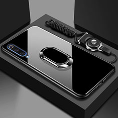 Silikon Schutzhülle Rahmen Tasche Hülle Spiegel mit Magnetisch Fingerring Ständer für Xiaomi CC9e Schwarz