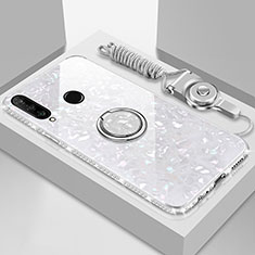 Silikon Schutzhülle Rahmen Tasche Hülle Spiegel mit Magnetisch Fingerring Ständer T01 für Huawei Honor 20 Lite Weiß