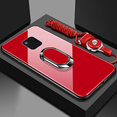 Silikon Schutzhülle Rahmen Tasche Hülle Spiegel mit Magnetisch Fingerring Ständer T01 für Huawei Mate 20 Pro Rot
