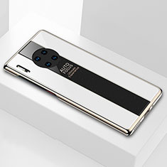 Silikon Schutzhülle Rahmen Tasche Hülle Spiegel T01 für Huawei Mate 30 5G Weiß