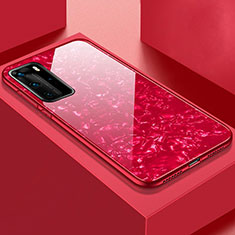 Silikon Schutzhülle Rahmen Tasche Hülle Spiegel T01 für Huawei P40 Pro Rot