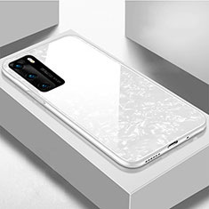 Silikon Schutzhülle Rahmen Tasche Hülle Spiegel T01 für Huawei P40 Weiß