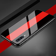 Silikon Schutzhülle Rahmen Tasche Hülle Spiegel T01 für Samsung Galaxy A70 Rot