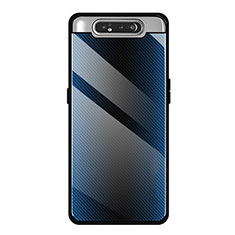 Silikon Schutzhülle Rahmen Tasche Hülle Spiegel T01 für Samsung Galaxy A80 Blau