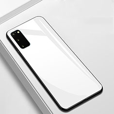 Silikon Schutzhülle Rahmen Tasche Hülle Spiegel T01 für Samsung Galaxy S20 5G Weiß