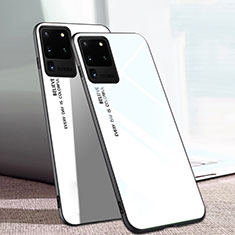 Silikon Schutzhülle Rahmen Tasche Hülle Spiegel T01 für Samsung Galaxy S20 Ultra 5G Weiß