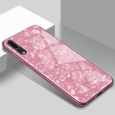Silikon Schutzhülle Rahmen Tasche Hülle Spiegel T02 für Huawei P20 Rosa