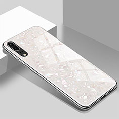 Silikon Schutzhülle Rahmen Tasche Hülle Spiegel T02 für Huawei P20 Weiß
