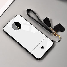 Silikon Schutzhülle Rahmen Tasche Hülle Spiegel T02 für OnePlus 7T Weiß