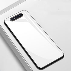 Silikon Schutzhülle Rahmen Tasche Hülle Spiegel T02 für Samsung Galaxy A90 4G Weiß