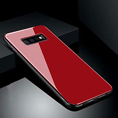 Silikon Schutzhülle Rahmen Tasche Hülle Spiegel T02 für Samsung Galaxy S10 Plus Rot