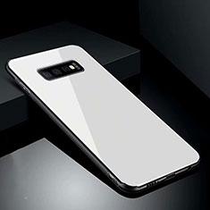 Silikon Schutzhülle Rahmen Tasche Hülle Spiegel T02 für Samsung Galaxy S10 Plus Weiß