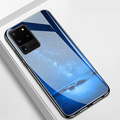 Silikon Schutzhülle Rahmen Tasche Hülle Spiegel T02 für Samsung Galaxy S20 Ultra Blau