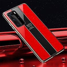 Silikon Schutzhülle Rahmen Tasche Hülle Spiegel T04 für Huawei P40 Pro Rot